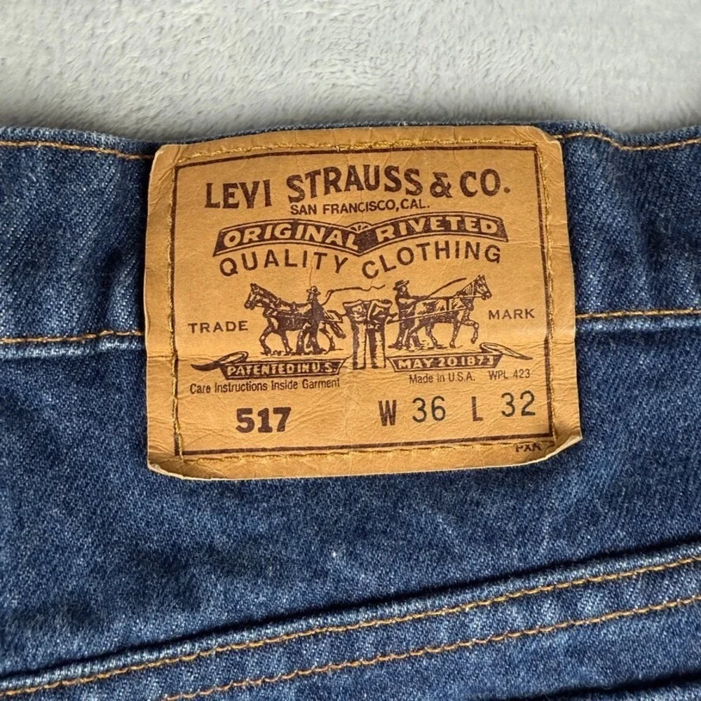 Vintage Levis 517 Jeans Mens 36x32 Blue 90s Orange Tab Bootcut Denim Made In USA